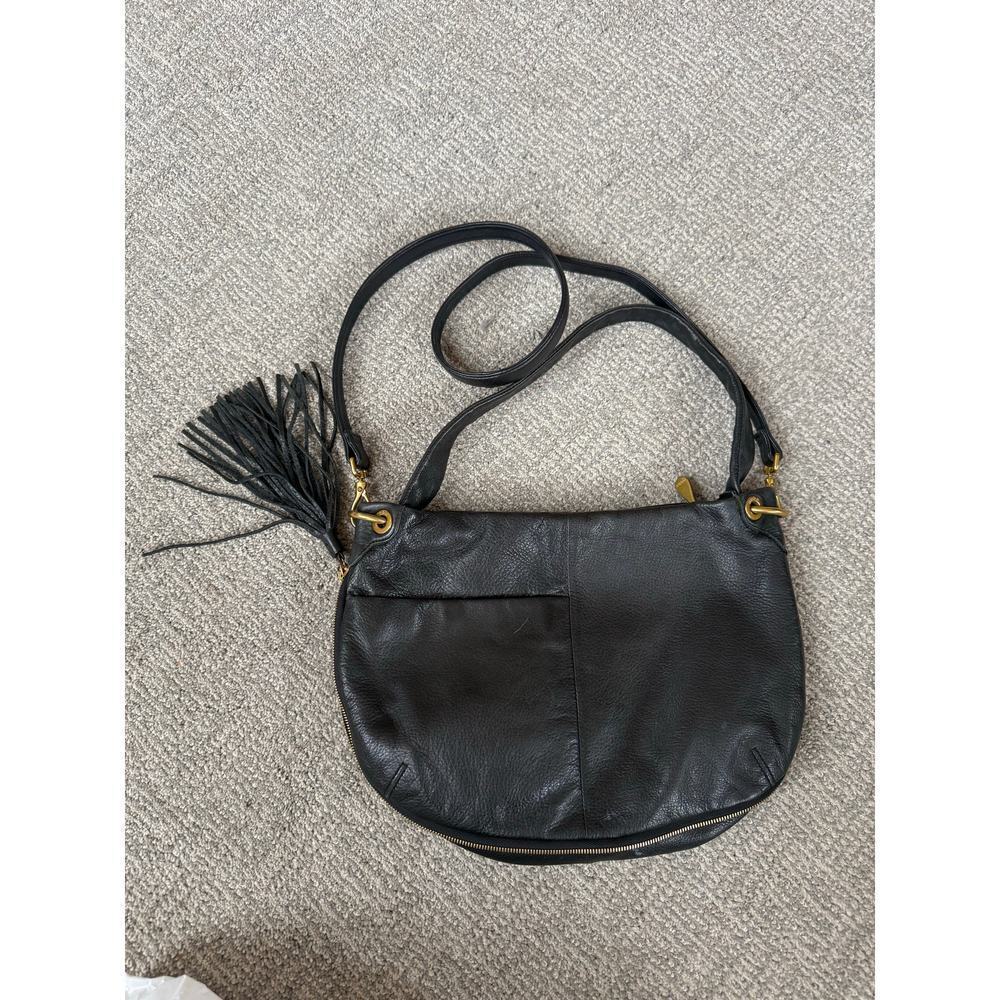 Hobo black expand zip shoulder crossbody purse bag med size 14x10
